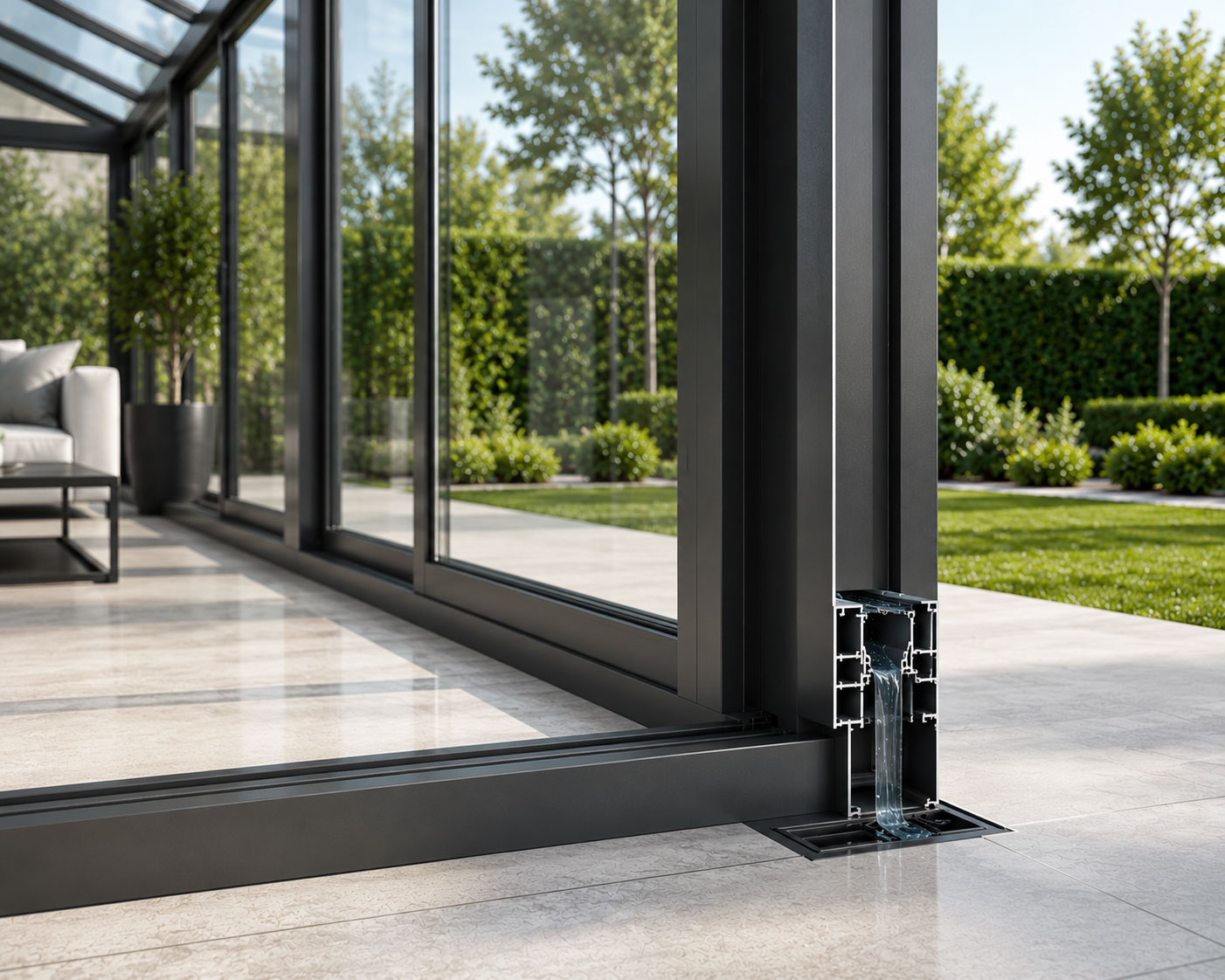 Versteckter Wasserablauf